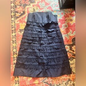 Elegant navy Strapless Ruffle Dress